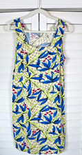 Vintage RARE Gidget Hawaiian Boho Beach Tank Dress w Zipper Resort | Sz Large