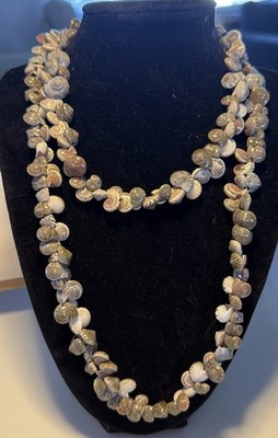 Snail Shell Necklace, Tiny Snail Shells strung to make a 36'' necklace