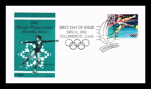 US COVER WINTER OLYMPICS ALBERTVILLE FRANCE FIGURE SKATING FDC ARTMASTER