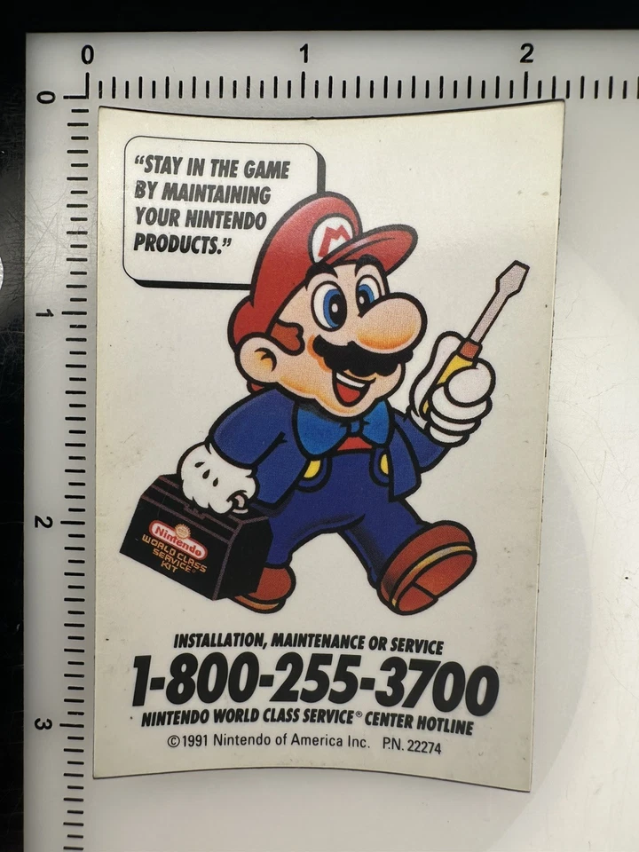 1991 Nintendo Mario Installation, Maintenance Or Service Magnet PN: 22274 - Image 2 of 3