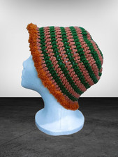 Crochet Beanie Hat. Pink And Green