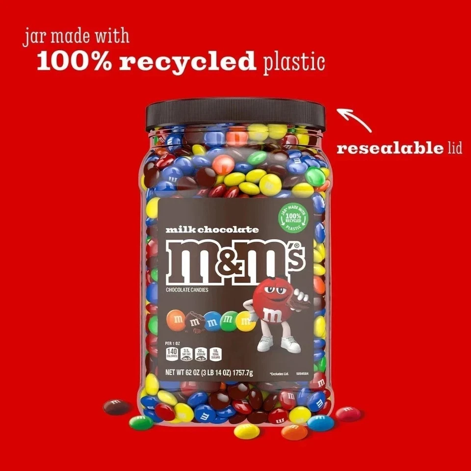 M&M’S Milk Chocolate Candy 62 oz Bulk Jar – Pantry Snack Free Shipping - Image 3 of 4
