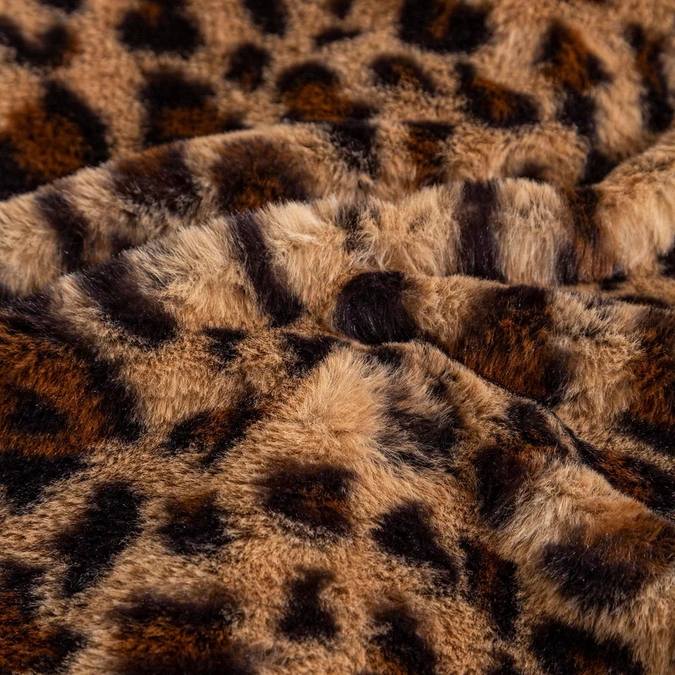 Leopard Print Faux Fur Throw Pillow Covers, 12X20 Inch, Set of 2, Soft Plush Ani - Image 3 of 4