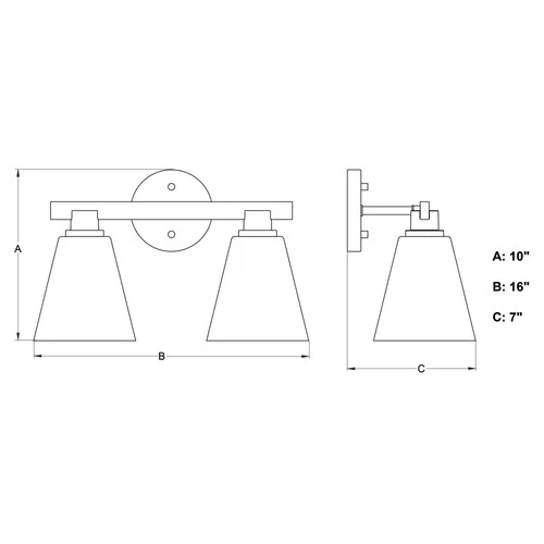 Vaxcel Lighting W0405 Vermont 2 Light 16"W Vanity Light - Black - Picture 5 of 11