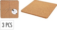 3 x Square Cork Placemats Set of 3 Dinner Placemats 19cm Heat Resistant