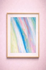 Pastel Abstract Painting 11x14 Original Acrylic with Gold Accents Modern Art.