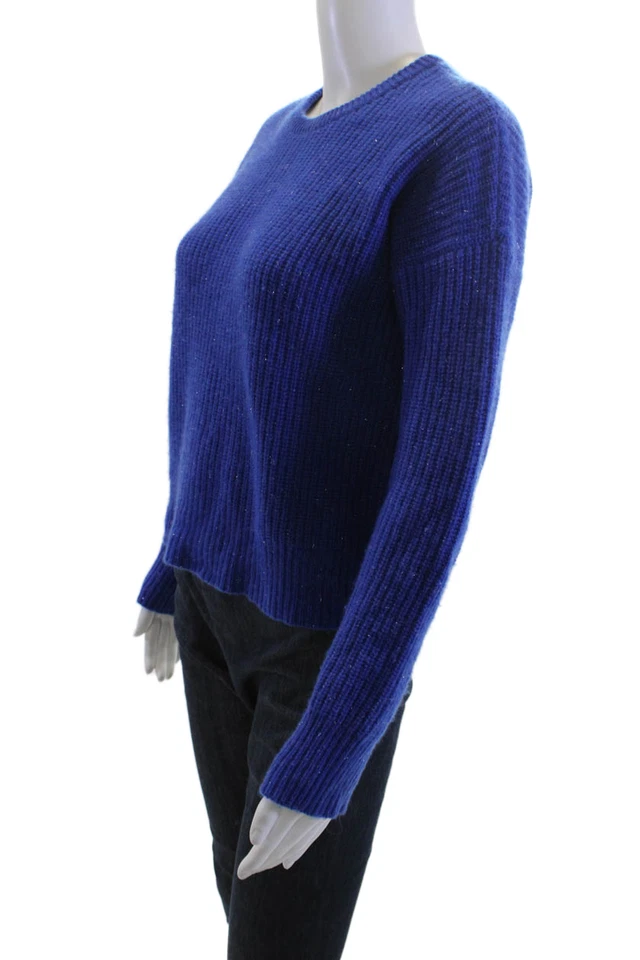 Suéter Pullover Otoño Cachemira Unisex Clásico Azul Sólido Cuello Redondo Talla S Foto 2 de 4