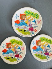 Vintage Tin Litho Tea Set Child Children Play Set Dishes Little Red Riding Hood