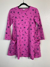 Hanna Andersson Girls Pink Dress Size 10 Ladybug Print Pockets Long Sleeve Novel
