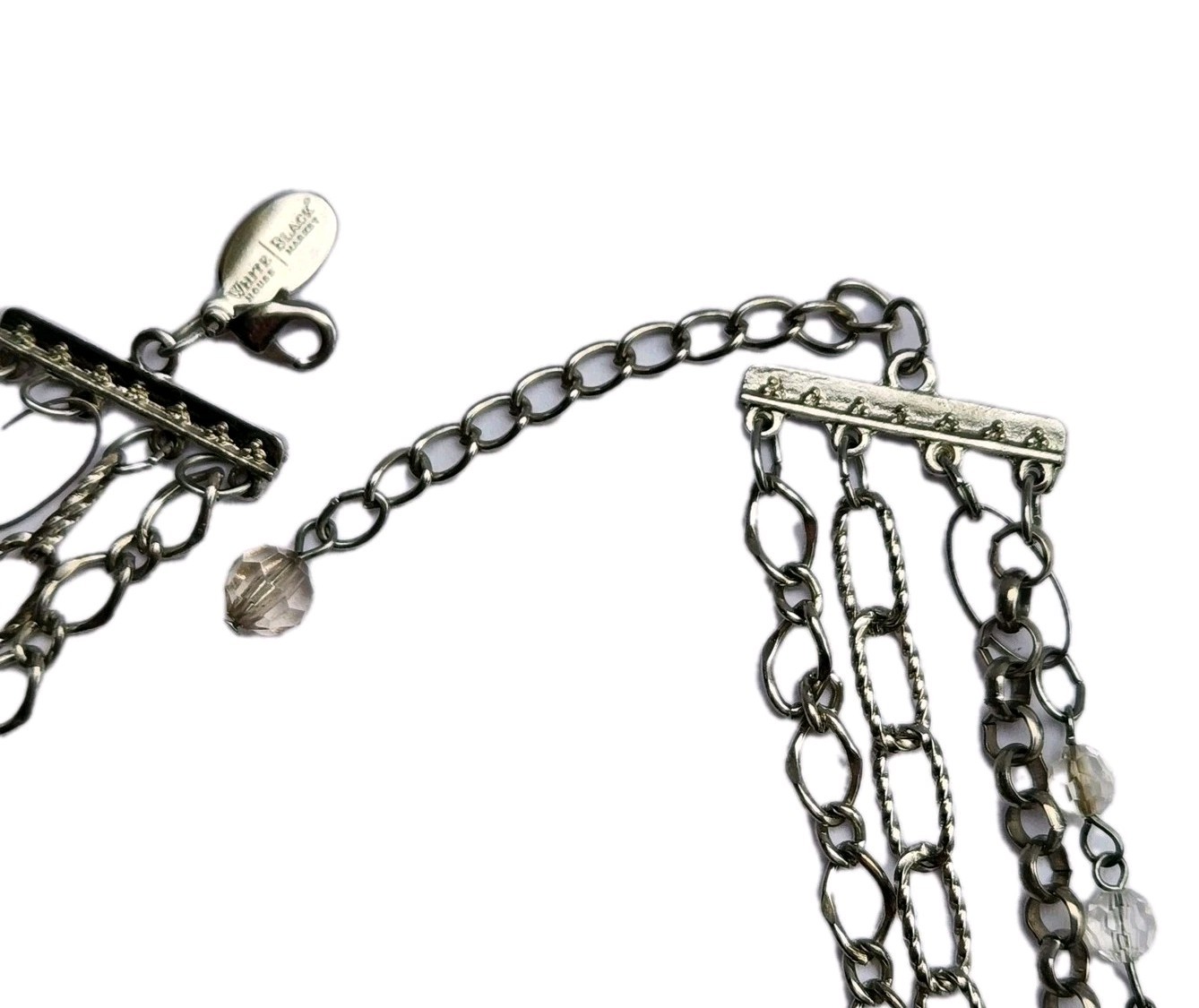 WHBM Statement Necklace Multi Layered Silver Tone… - image 2