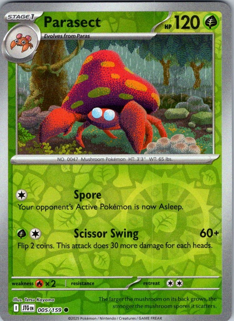 Parasect 005/159 Common Journey Together Pokemon Reverse Holo Near Mint ...