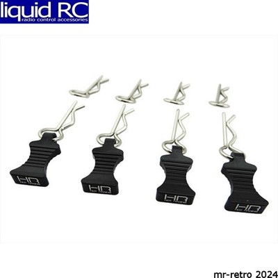 Hot Racing AC03EZ01 Black bent Body Clips 21mm long 1.6mm wire (8)