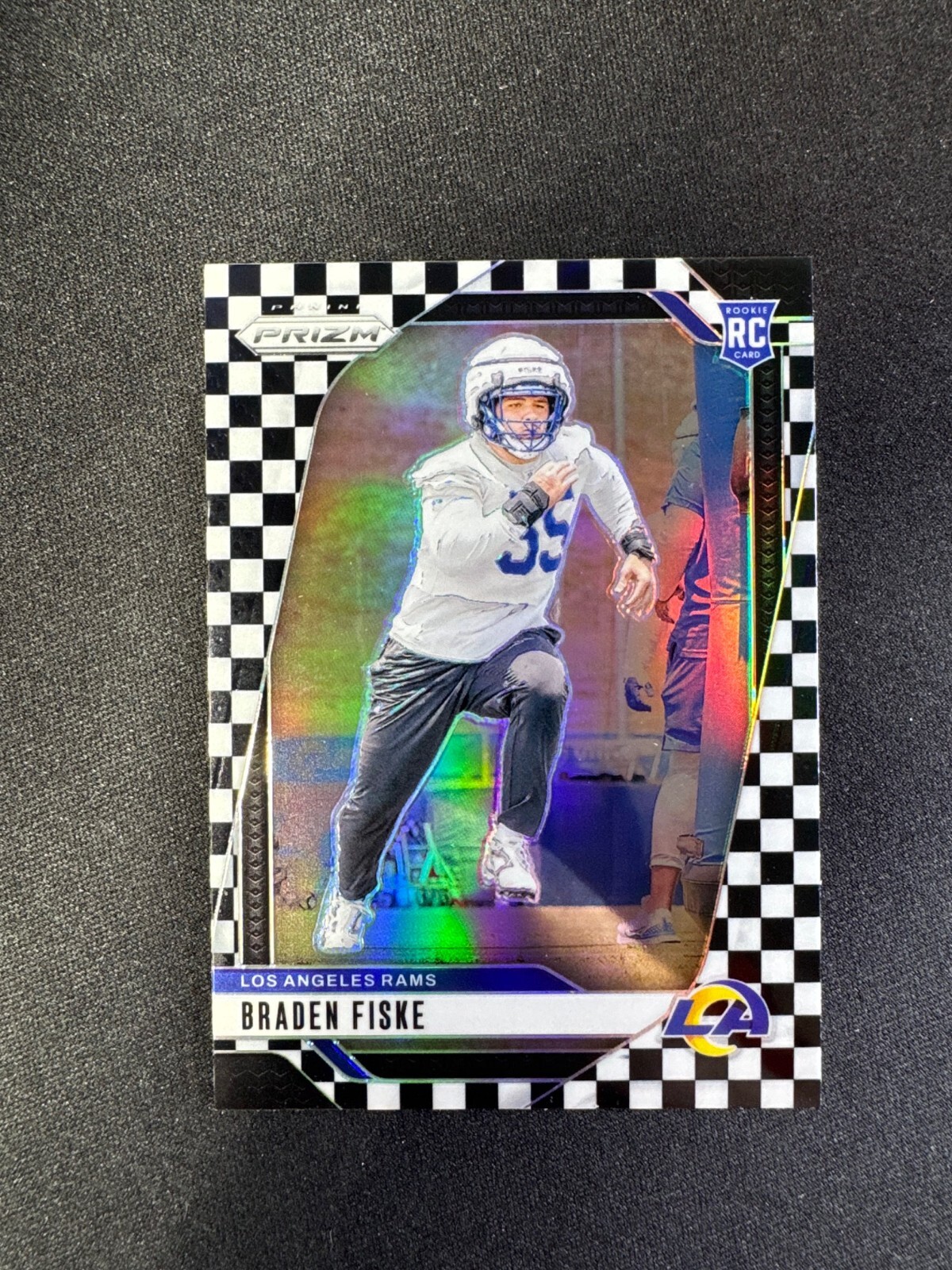 2024 Panini Prizm Braden Fiske RC Black & White Checker Board #310 Rams Rookie