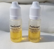 TWO BOTTLES AmScope ML-A Microscope Immersion Oil 1/4 Oz. Type A NEW