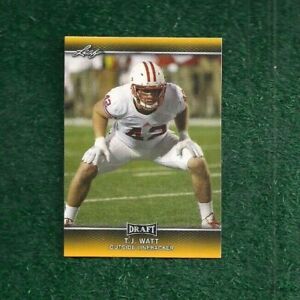 WATT 2017 LEAF DRAFT GOLD PARALLEL ROOKIE CARD LOT 2 WISCONSIN BADGERS/STEELERS! T.J WATT 2017 LEAF DRAFT GOLD PARALLEL ROOKIE CARD LOT 2 WISCONSIN BADGERS/STEELERS! T.J