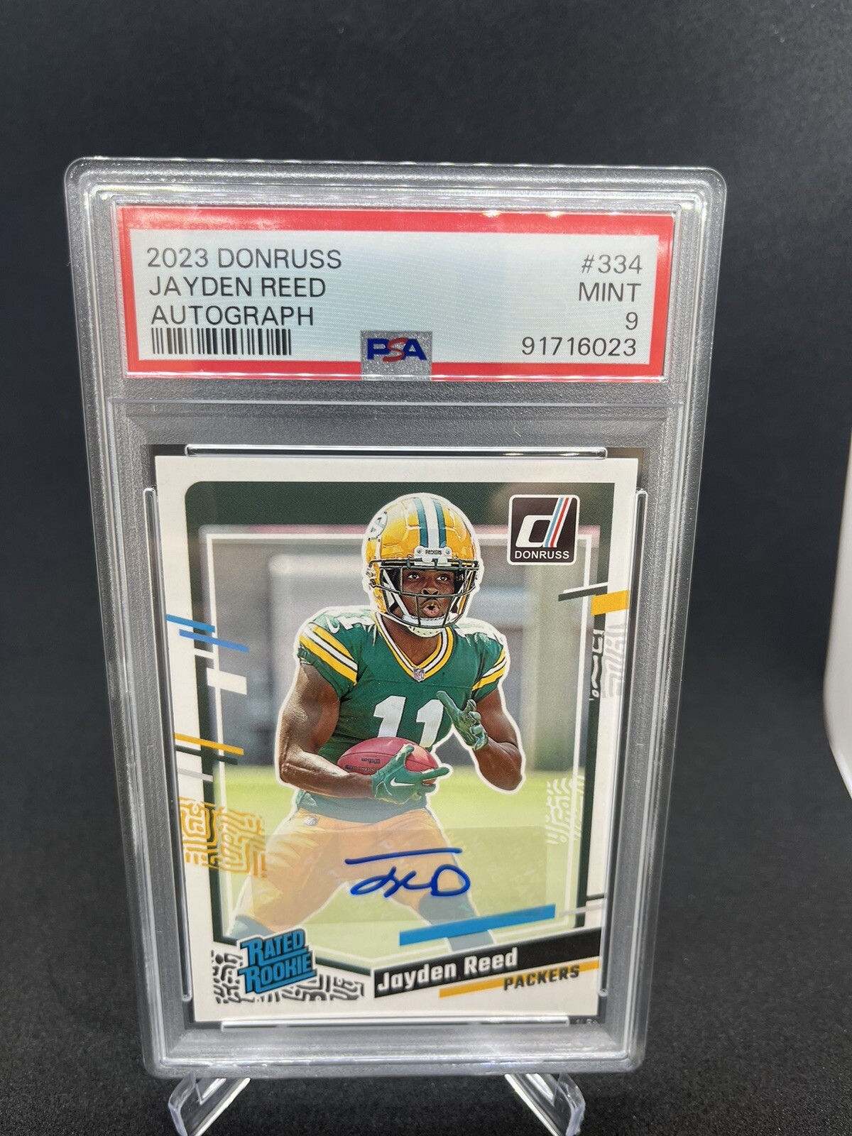 2023 Donruss Jayden Reed Autograph #334 PSA 9 Rookie Card