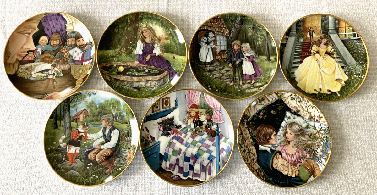 【再値下げ】KAISER Germany 絵皿　約20cm FULL SET of 6 Kaiser Porcelain W. Germany Fairy Tale-themed