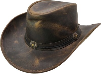 Leder Cowboyhut Australian Western Classic Unisex dunkelbraun Hut