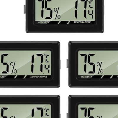 Compact Digital Thermo-Hygrometer for Accurate Indoor Climate Control - 5 Pack