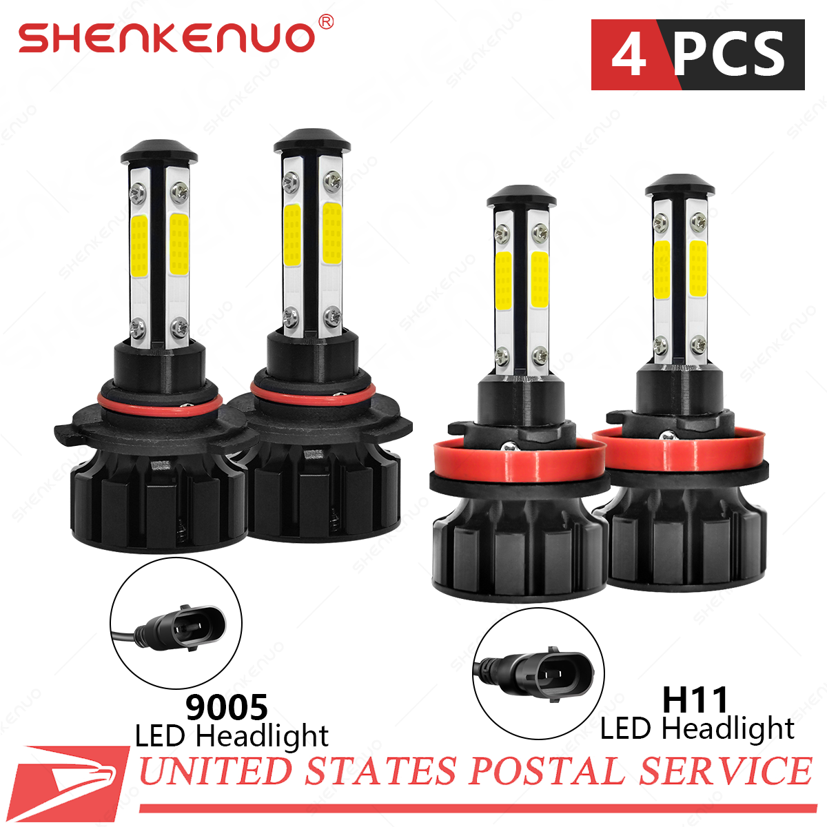 4X LED Headlight Conversion Kit 9005 H11 High Low Beam Bright White 6000K