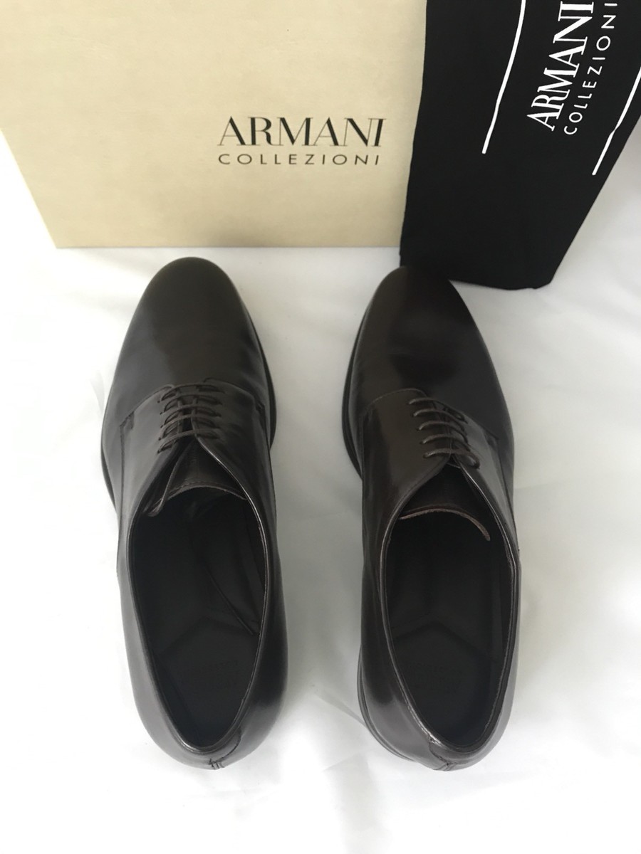 Armani Collezioni Leather Men’s Shoes Brown 12.5 US 45.5 Eu Italy NIB $795 Armani Collezioni Leather Men main image 3