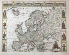 EUROPA NOVA EUROPAE DESCRIPTIO KARTA DE WIT 1640 ROM PARIS PRAGA LONDON SEWILLA 