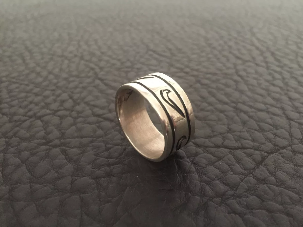 Gezamenlijke selectie kiem Onmiddellijk VINTAGE 1980&#039;S RARE STERLING SILVER NIKE SWOOSH ENGRAVED MENS SPORT  RING SZ.10.5 | eBay