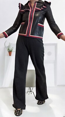 GUCCI Lederjacke geraffte Volant Lederjacke Gr.34
