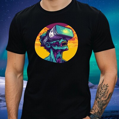 Men's Zombie T-Shirt with VR Glasses Motif Cotton Size XS to 5XL