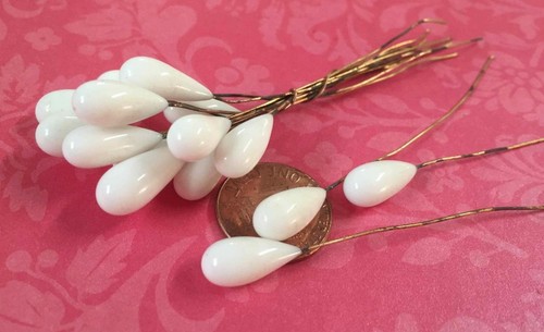 Vintage 3 Inch White Glass Tipped Pins Headpins Japan 12