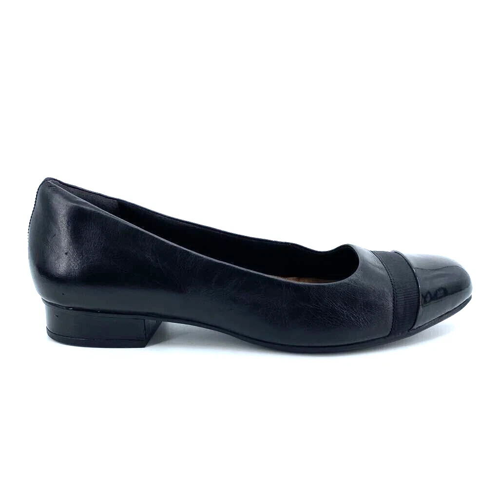 Mocassini da donna 11 M Clarks Artisan Keesha rosa pelle nera tacco basso