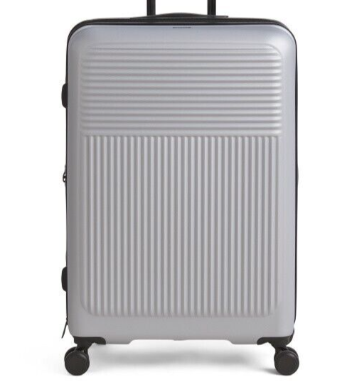 CALPAK 28in Silver Striped Expandable Hardcase 8 Wheel Spinner TSA Lock