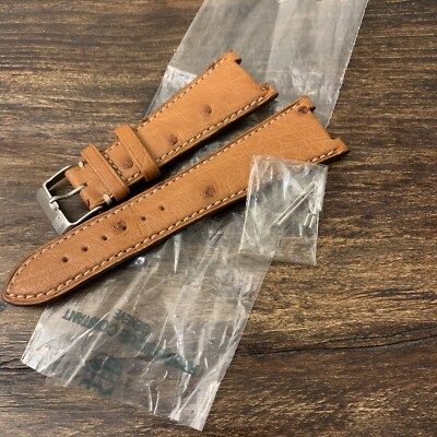 Frederique Constant Watch Strap 25 x 18 Honey Brown Ostrich Handmade Buckle Pins