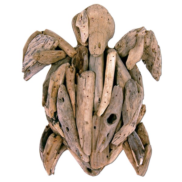 Seestern Treibholz Deko M. SchildkröTe (30 Cm) Motiv Wanddeko Driftwood Holzdeko-image