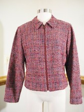 Womens Revue Mohair And Wool Blend Burgundy Tweed Jacket Size 8