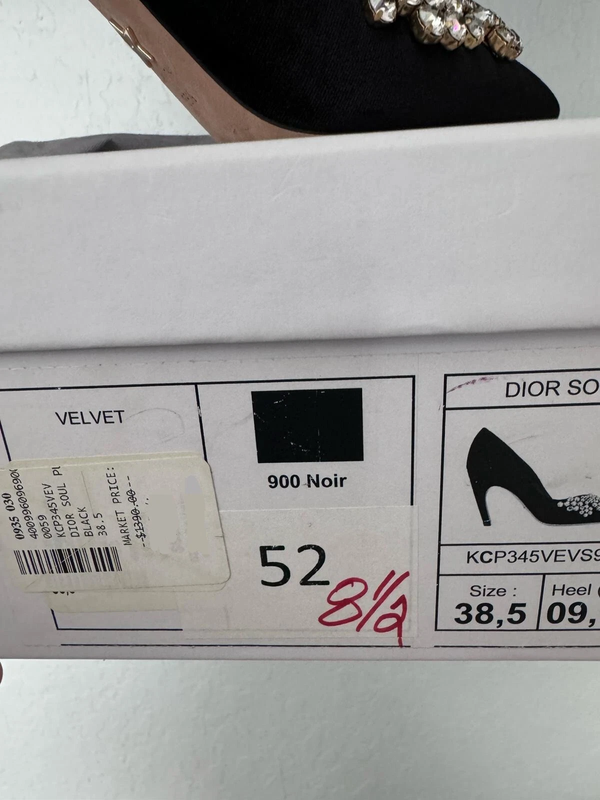 Escarpins/chaussures Christian Dior velours noir ornés de cristal 38,5