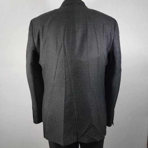 Van Heusen Men's Sport Coat Blazer Two Button Navy Black Plaid Slim Fit Sz 44L - Picture 12 of 16