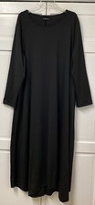 SHEIN WOMEN'S BLACK ASSYMETRICAL HEM LONG SLEEVE BLACK DRESS w/ POCKETS 0XL 