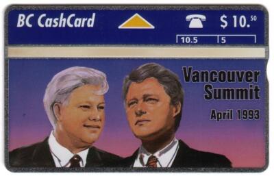 TK 419b Telephonkarte Kanada Boris Yeltsin & Bill Clinton Vancouver Summit
