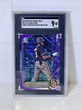 2022 Bowman Chrome Prospect JAMES WOOD Purple Shimmer Refractor /250 SGC 9 MINT