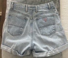 Vintage GUESS Jean Shorts High Rise Button Fly 90 s Y2K Cuffed USA Size 28 XS
