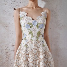 Lace Women's Floral V Neck Slip Dress Sleeveless Hollow Out Ball Gown Embroidery