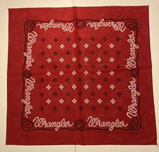 VINTAGE WRANGLER RED BANDANA RN16429 Handkerchief Rope Design Made in USA Cotton