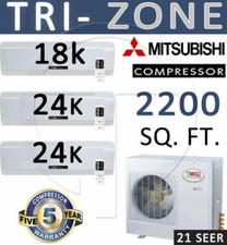 66000 Btu Tri Zone Ductless Mini Split Air Conditioner Heat:18000 + 24000 +24000