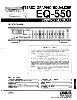 Service Manual Guide for Yamaha EQ-550 