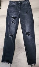 Juniors American Eagle black THE DREAM JEAN curvy super Hi rise JEGGING Sz 00