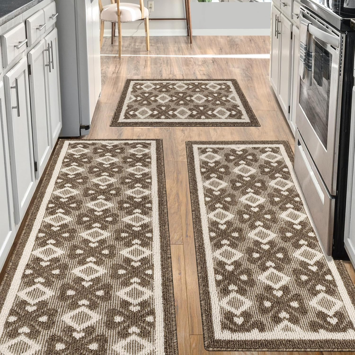 Kitchen Rugs Sets 3 PCS Non Slip Kitchen Mats for Floor,Super Absorbent Kitchen 