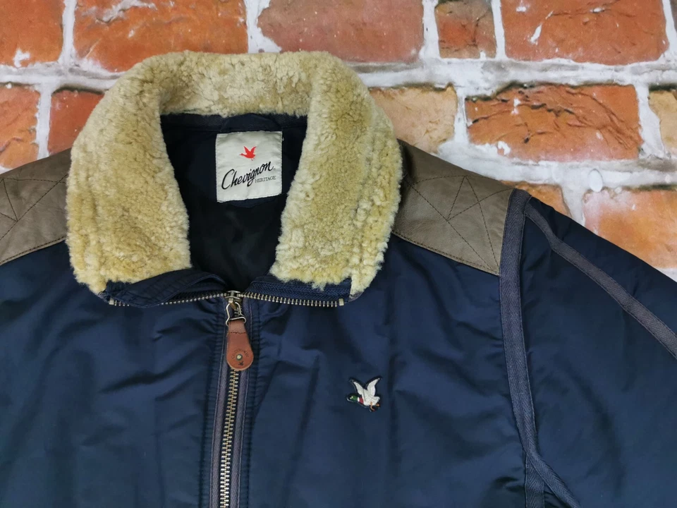 CHEVIGNON HERITAGE JONES BOMBER VINTAGE VESTE TOG'S NAVY BLEU TAILLE M RARITÉ - Photo 2/4