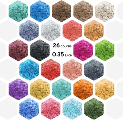 Eyeseek 26 Color Mica Powder for Epoxy Resin-9oz(0.35oz Each) 
