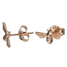 Bumble Bee Stud Earrings 18ct Rose Gold Plated Hallmarked British Made